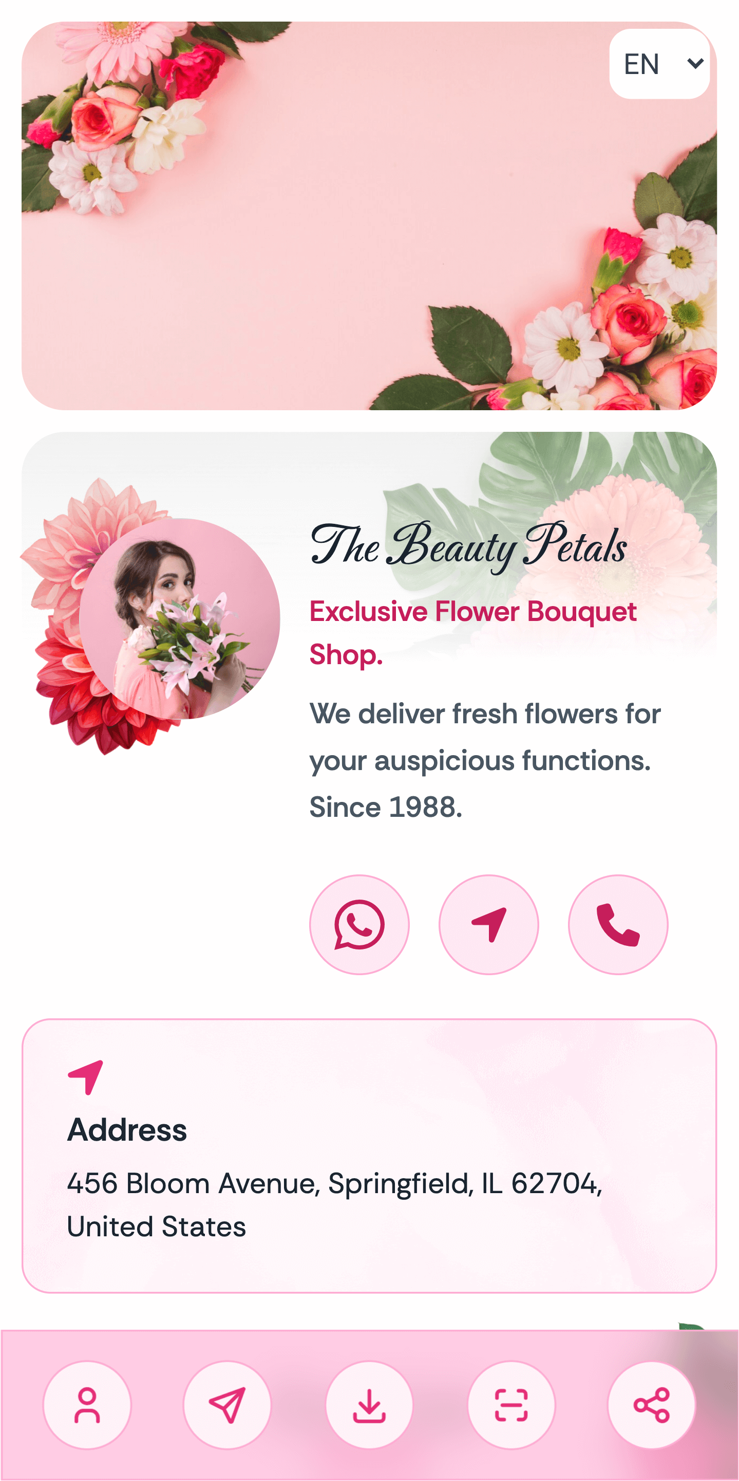 Flower Shop vCard theme sample