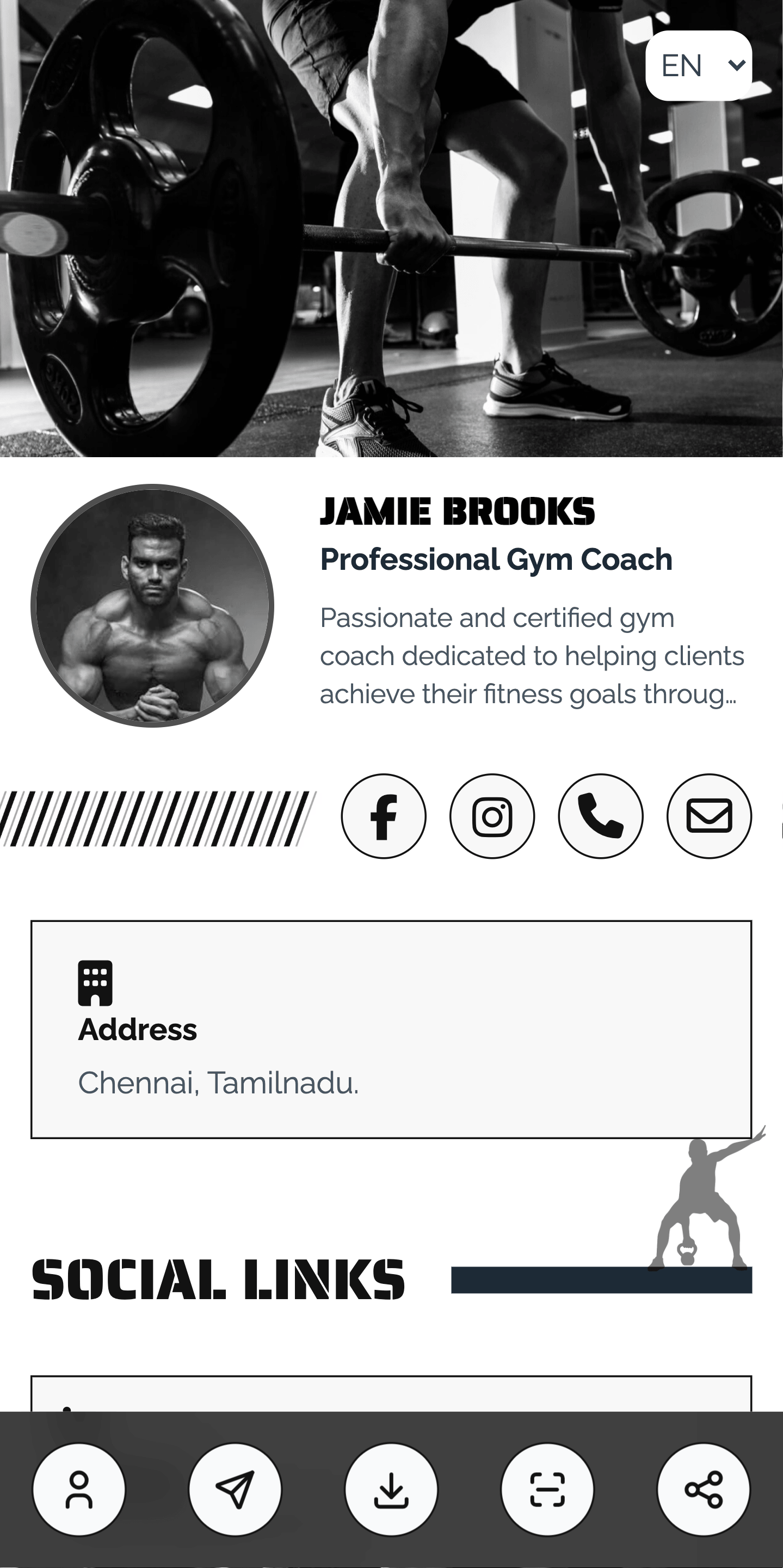 Gym vCard theme sample