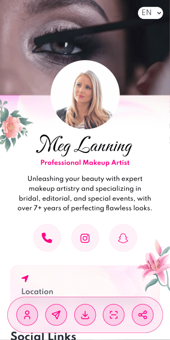 Makeup Artist vCard theme sample