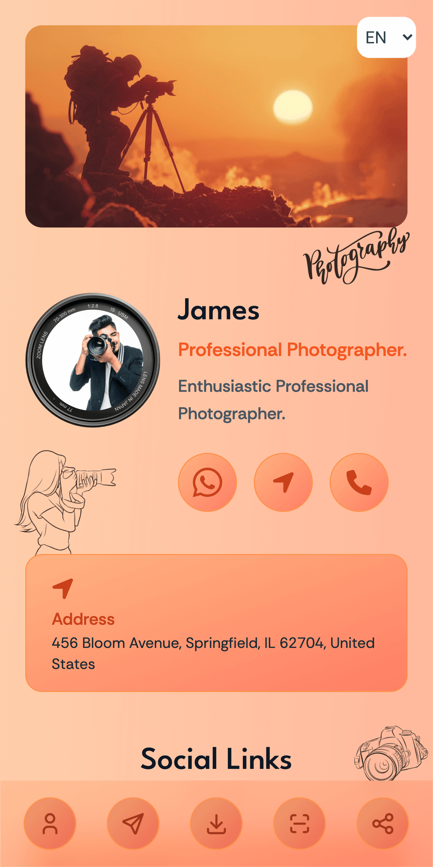 Photographer vCard theme sample