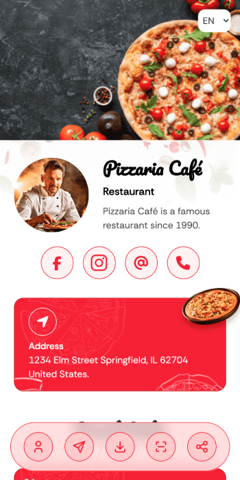 Restaurant vCard theme sample