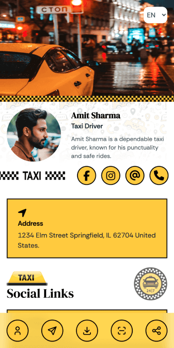 Taxi vCard theme sample