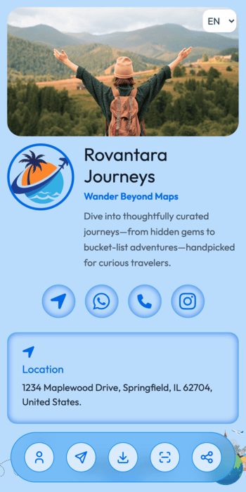 Travel Agency vCard theme sample